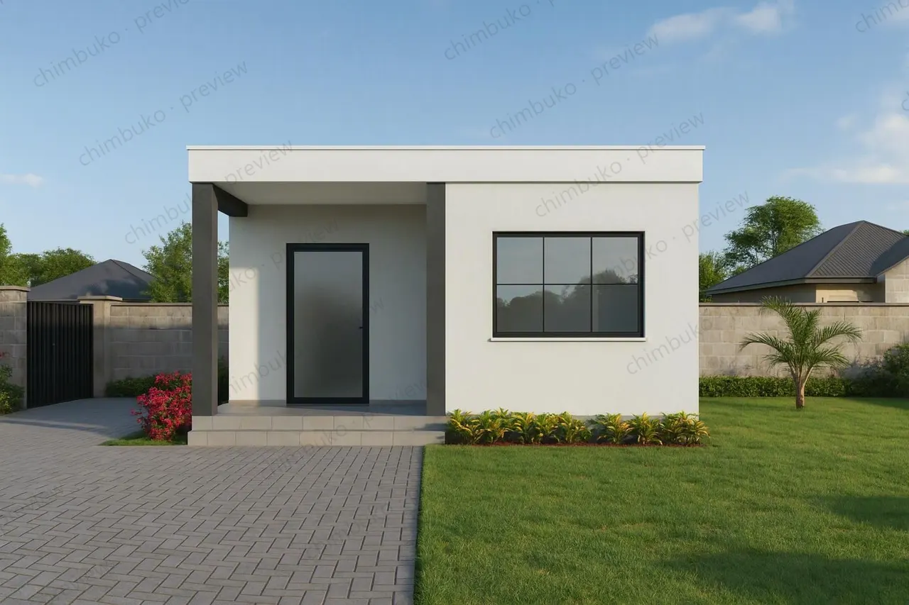 Front view of the compact 2-bedroom bungalow