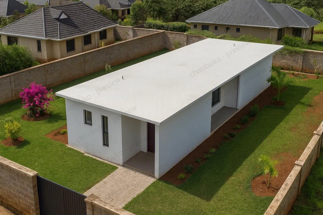 Roof view of the compact 2-bedroom bungalow