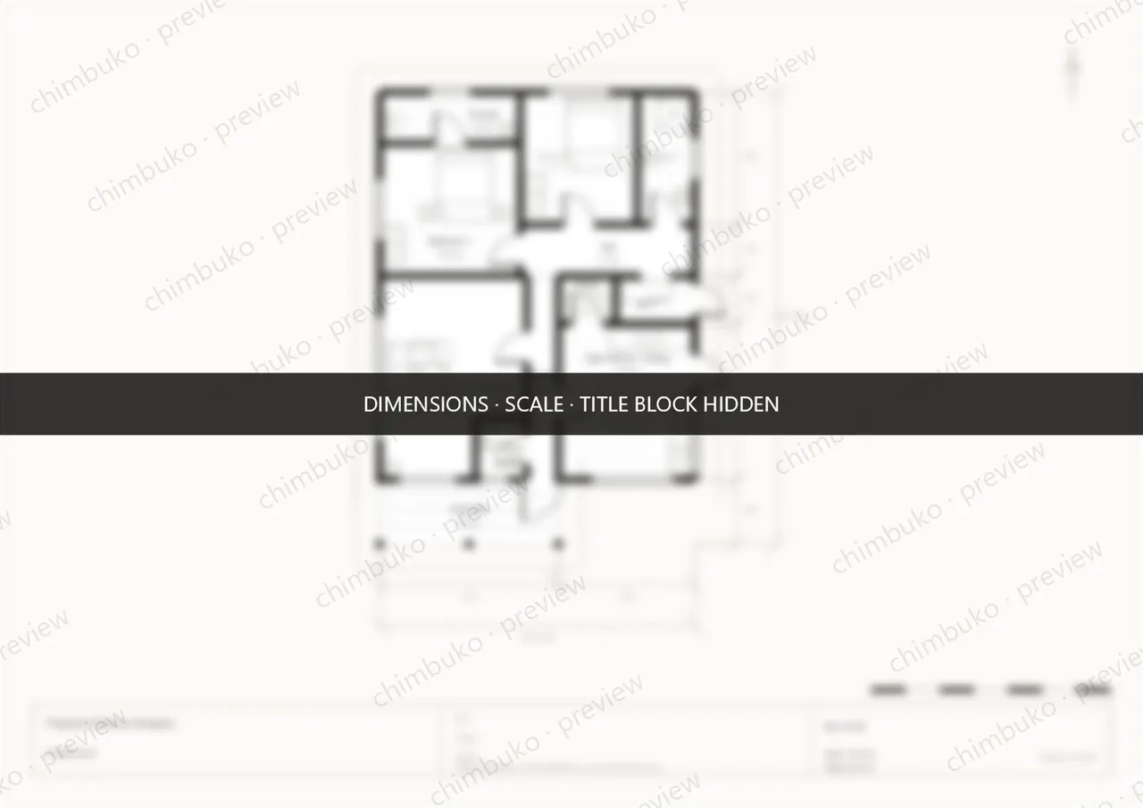 2-bedroom hip-roof starter bungalow floor plan Kenya — watermarked preview