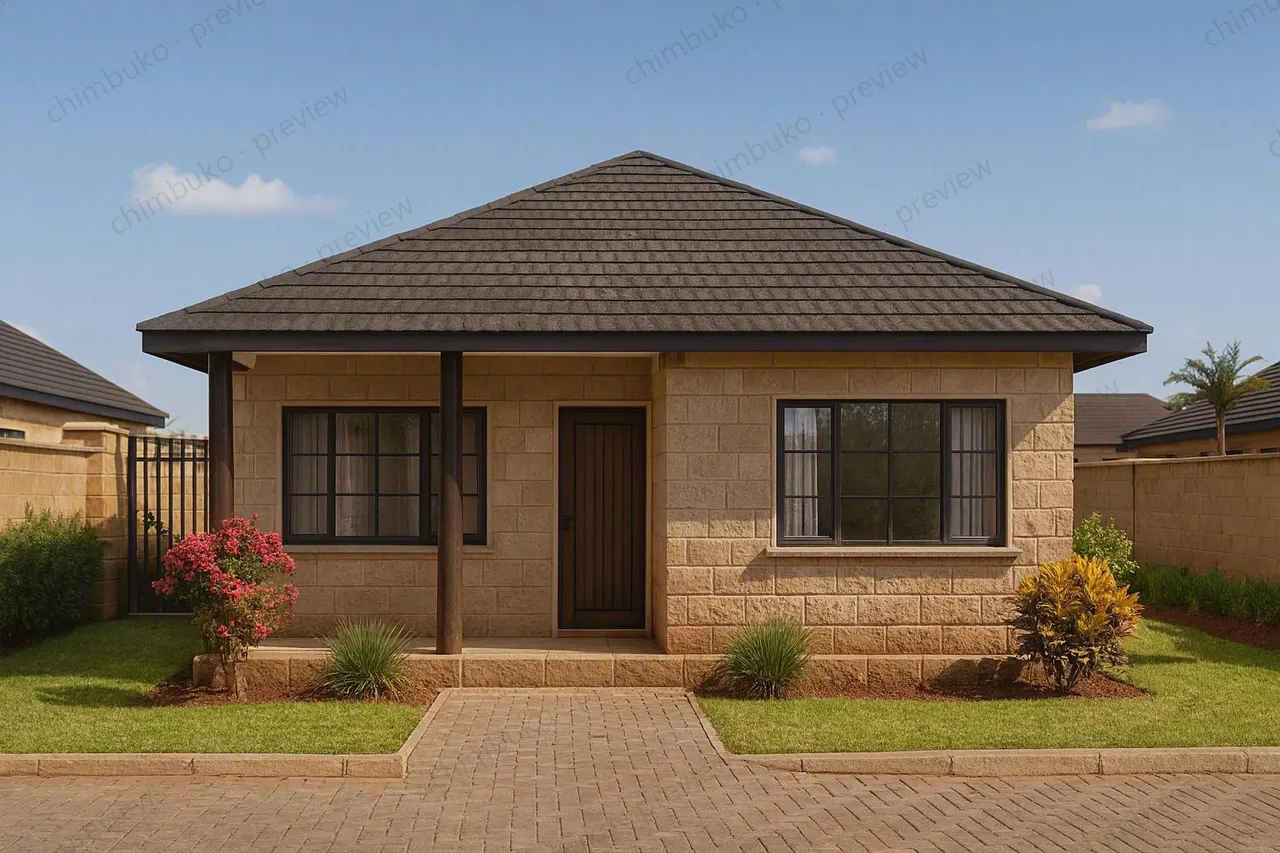 Front view of the 3-bedroom bungalow with DSQ