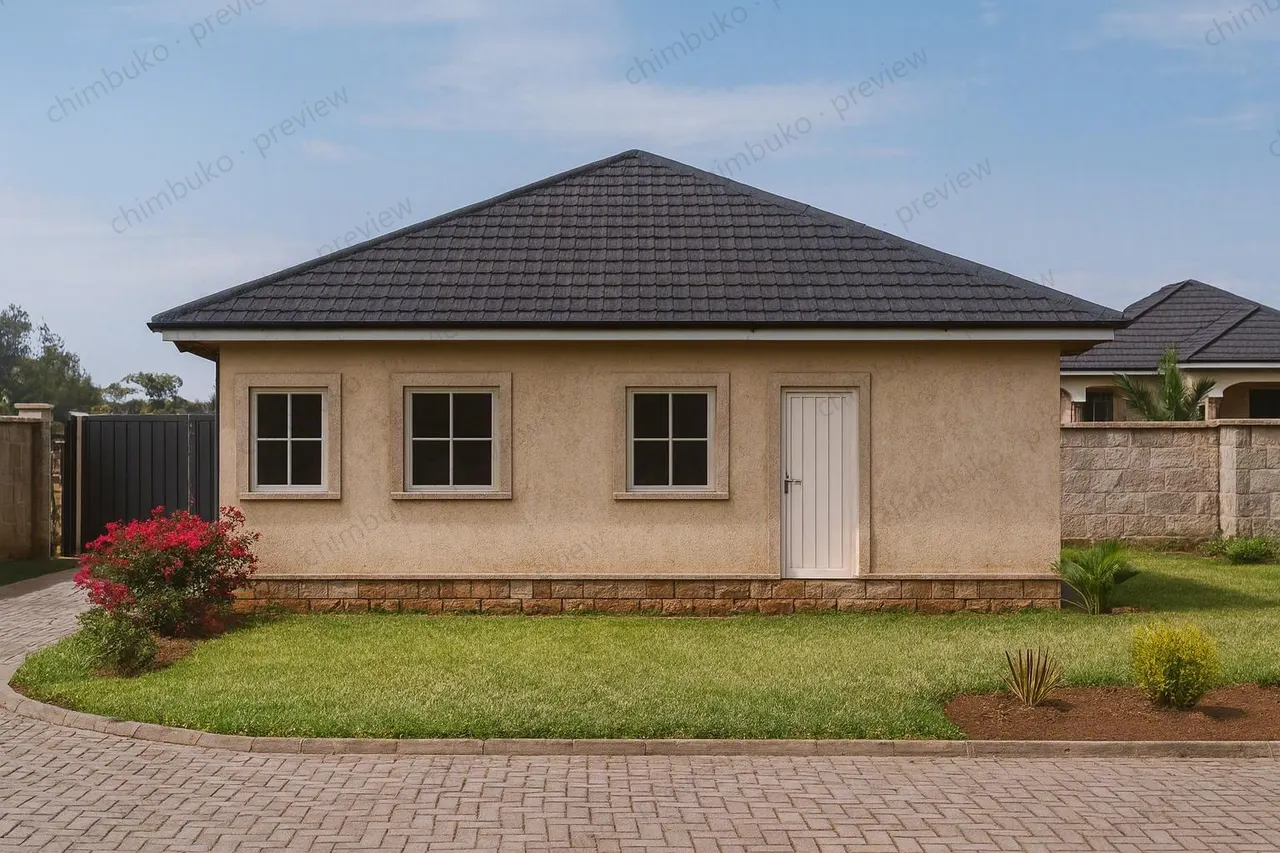 Rear view of the 3-bedroom bungalow with DSQ