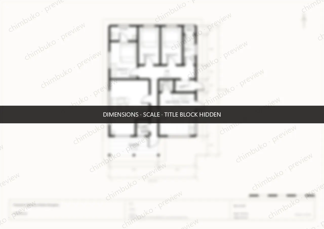 3-bedroom flat-roof bungalow floor plan Kenya — watermarked preview