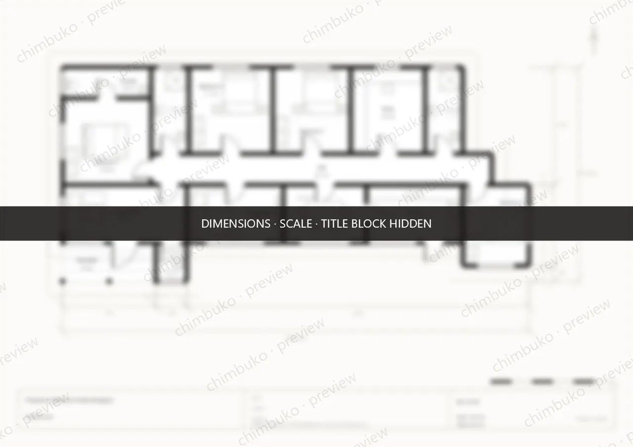 4-bedroom family bungalow floor plan Kenya — watermarked preview