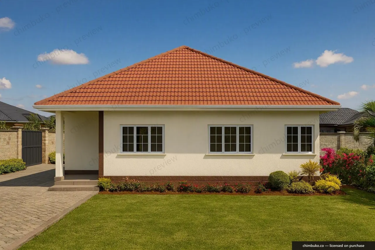 Left side view of the 5-bedroom family bungalow