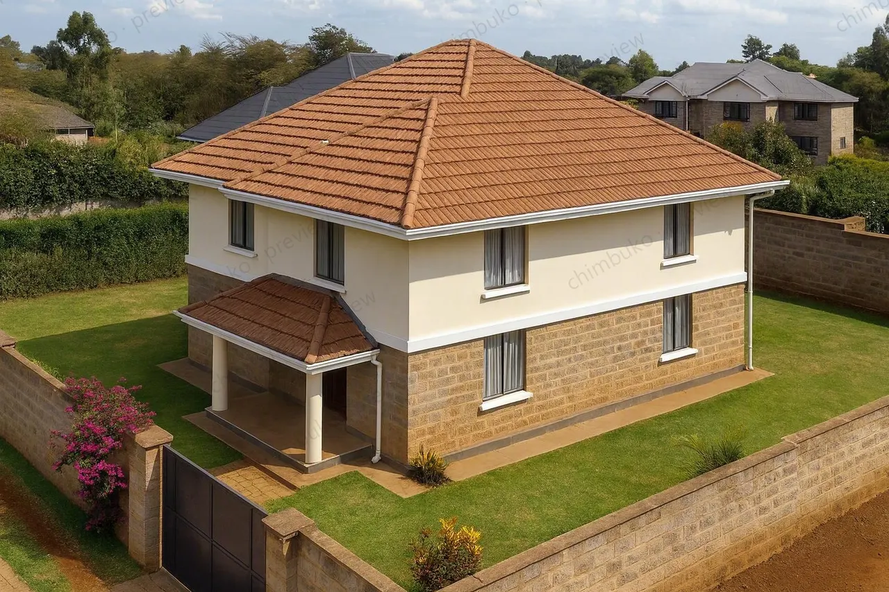 Roof view of the 3-bedroom hip-roof maisonette