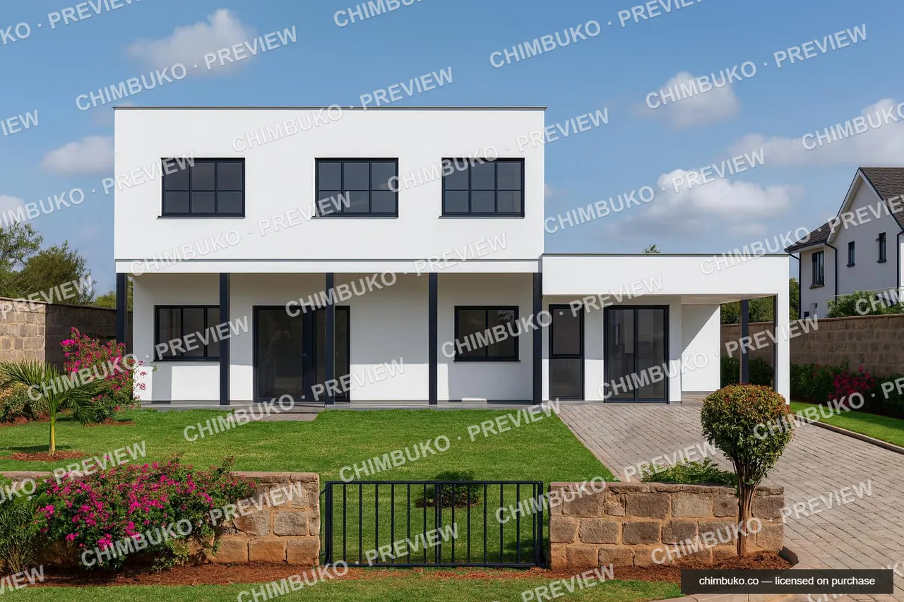 Front view of the signature 4-bedroom flat-roof maisonette