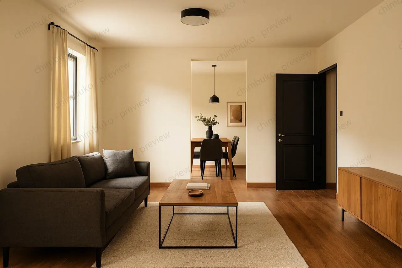 Interior living and dining render