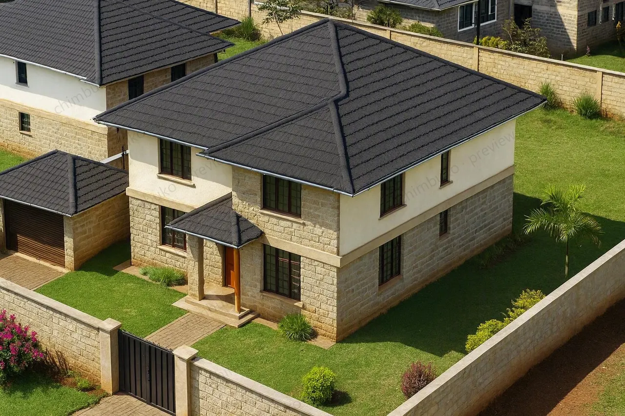 Roof view of the 4-bedroom maisonette with garage
