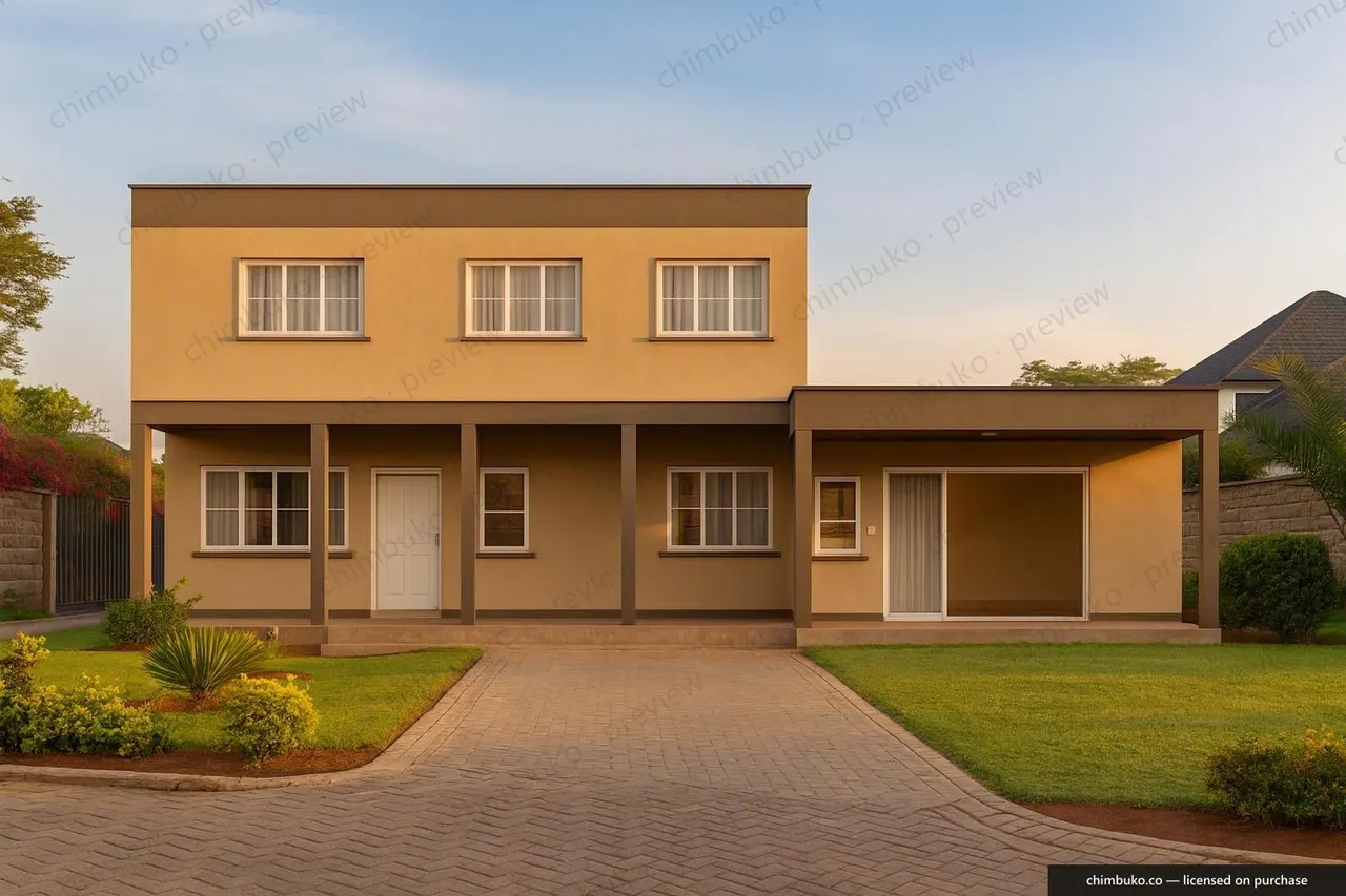 Front view of the 5-bedroom luxury flat-roof maisonette