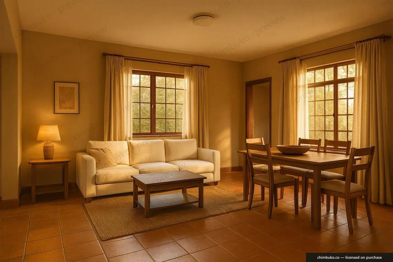 Interior living and dining render